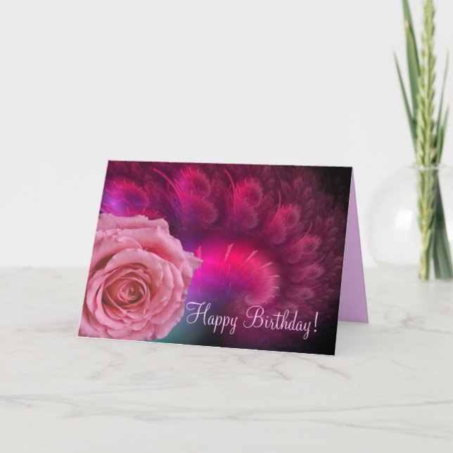Happy birthday with rose card (Front)