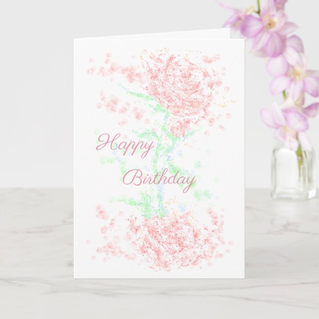 Happy Birthday with simple rose Card (Orchid)