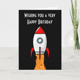 Happy Birthday with spaceship rocket for boy Card