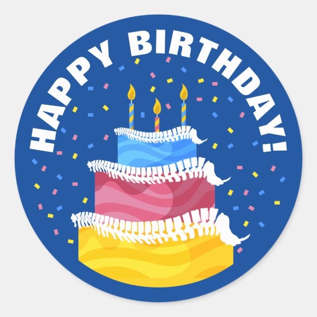 Happy Birthday with Spine Frosting Chiropractic Classic Round Sticker (Front)