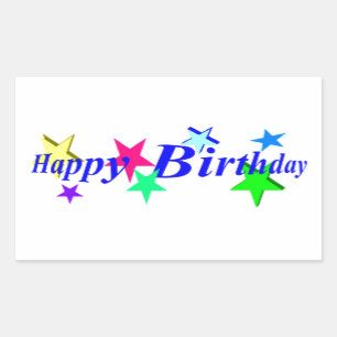 Happy Birthday With Stars Rectangular Sticker