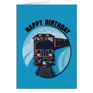 Happy Birthday with Train, General, Blue