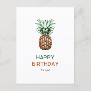 Happy birthday with vintage retro pineapple postcard