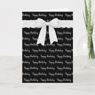 Happy Birthday With White Bow Card