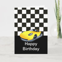 Happy birthday with yellow racing car