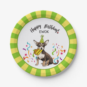 Happy Birthday with Your Chihuahia EWOK Dog  Party Paper Plate