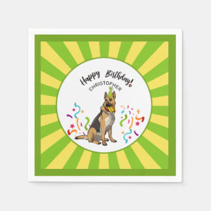 Happy Birthday with your German Shepherd Party Napkin