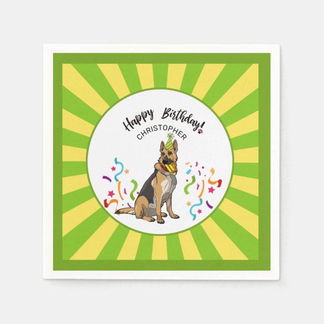 Happy Birthday with your German Shepherd Party Napkin (Front)