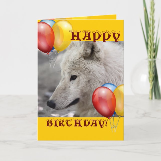 HAPPY BIRTHDAY wolf animal owl Card (Front)
