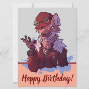 Happy Birthday wolf, anime Holiday Card