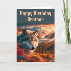 Happy Birthday Wolf at Sunset Card
