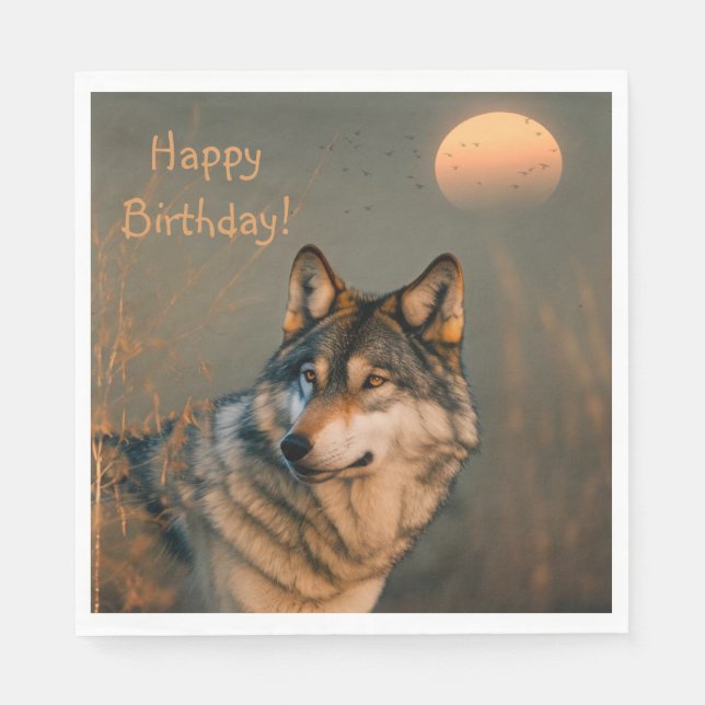 Happy Birthday Wolf  Napkin (Front)