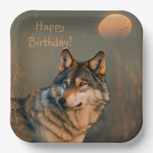 Happy Birthday Wolf Paper Plate