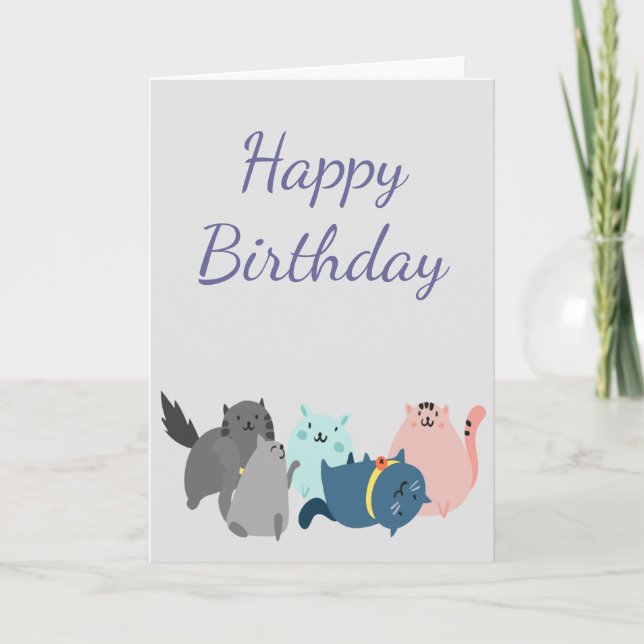Happy Birthday Women Collect Cats Many paws Humour Card (Front)
