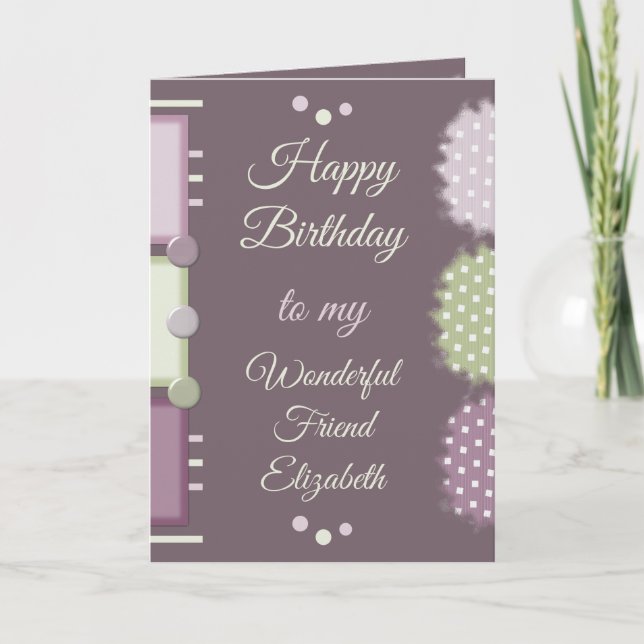 Happy Birthday wonderful friend plum Card (Front)