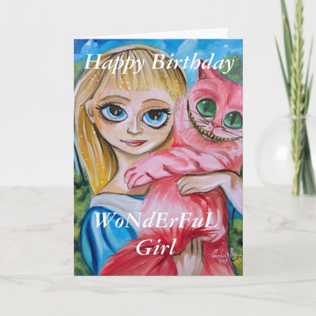 Happy Birthday, WoNdErFuL Girl Alice in wonderland Card (Front)
