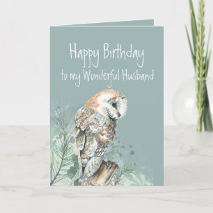 Happy Birthday Wonderful Huband Barn Owl  Thank You Card
