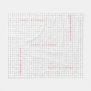 Happy Birthday Word Search Puzzle Fleece Blanket