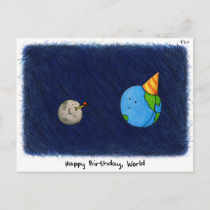"Happy Birthday, World" (dark) - Rosh Hashanah Holiday Postcard