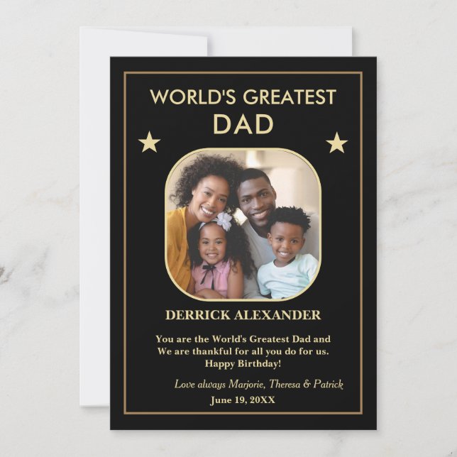 Happy Birthday World's Greatest Dad Photo Card (Front)