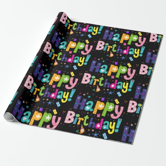Happy Birthday Wrapping Paper (Unrolled)