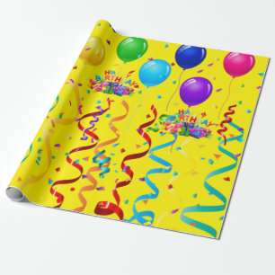 Happy Birthday Wrapping Paper Balloons