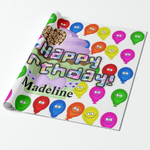 Happy Birthday Wrapping Paper Colourful Balloons