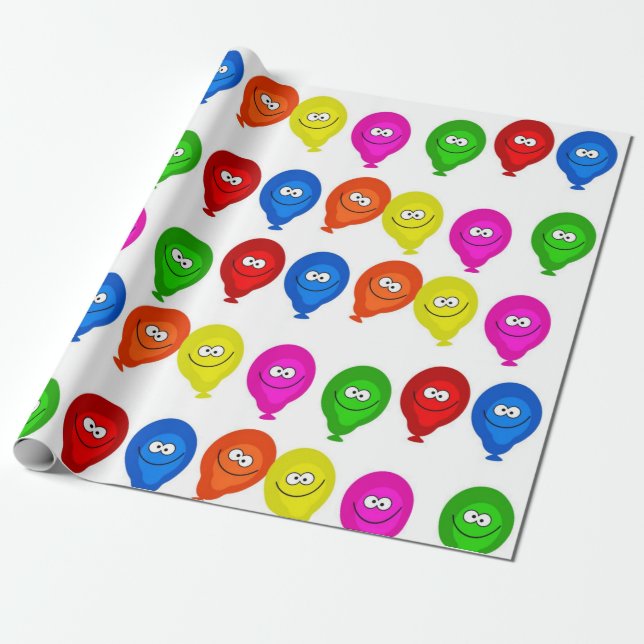Happy Birthday Wrapping Paper Colourful Balloons (Unrolled)