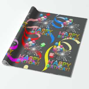 Happy Birthday Wrapping Paper Confetti