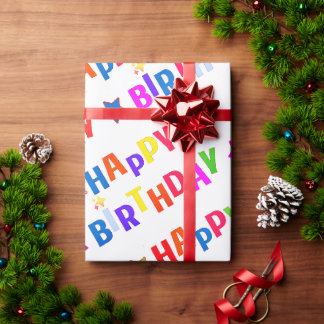 HAPPY BIRTHDAY Wrapping Paper, FUN, COLORFUL, YES Paper