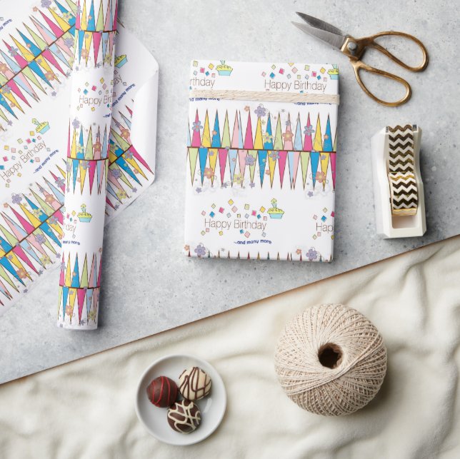 Happy Birthday Wrapping Paper FUN Cupcake  (Crafts)