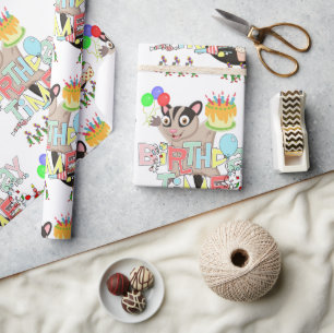 Happy Birthday Wrapping Paper Possum Cake 