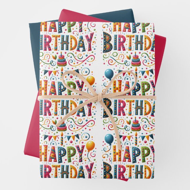 Happy Birthday Wrapping Paper Sheet (In situ)