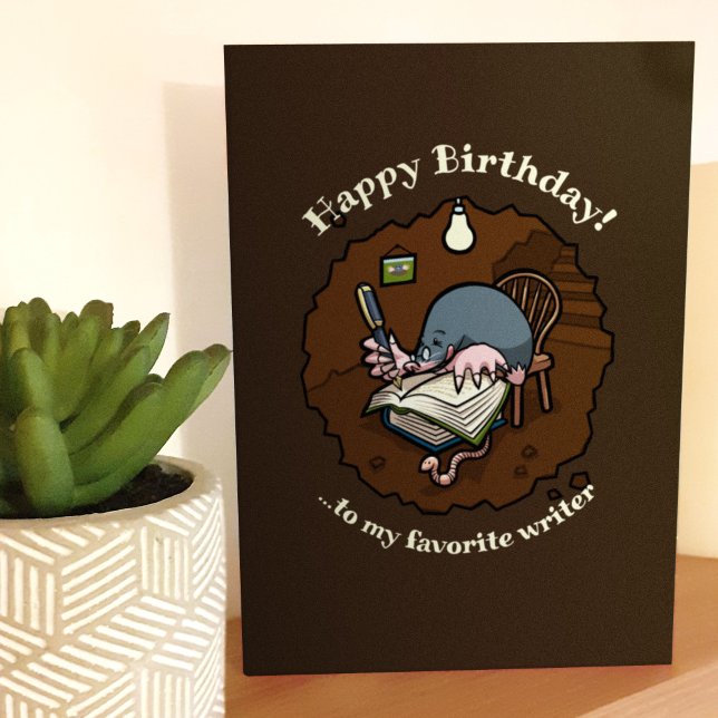 Happy Birthday Writer Cute Mole Writing Book (Creator Uploaded)