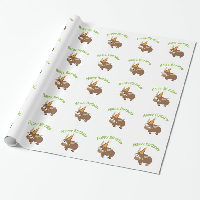 Happy Birthday Yak Wrapping Paper (Unrolled)