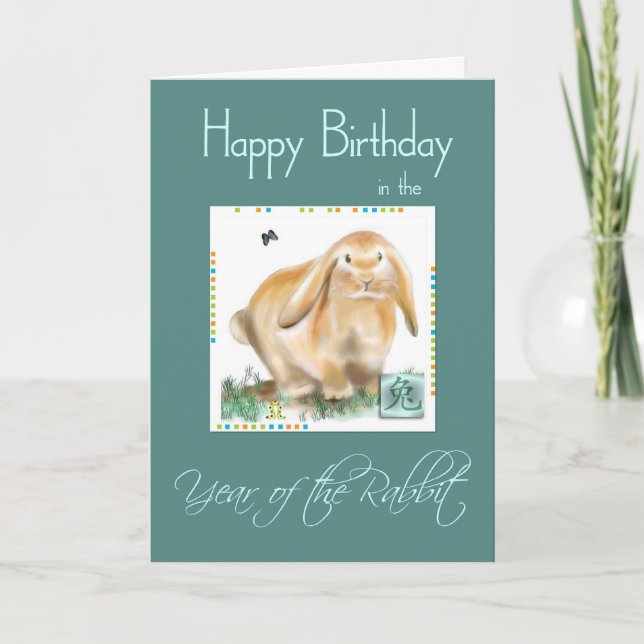 Happy Birthday-Year of Rabbit/Hare Card (Front)