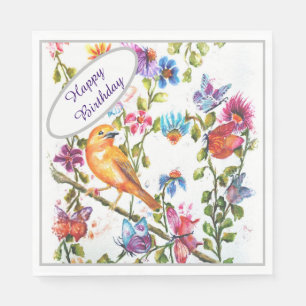 Happy Birthday Yellow Bird Napkin