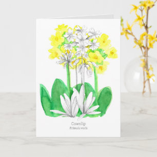 Happy Birthday Yellow Cowslip Language of Flowers  Card