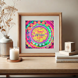 Happy Birthday Yellow Fun Colourful Inspirivity Poster