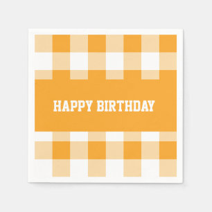 Happy Birthday Yellow Gingham Napkin