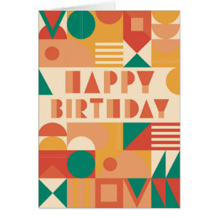 Happy birthday. Yellow green red geometric pattern