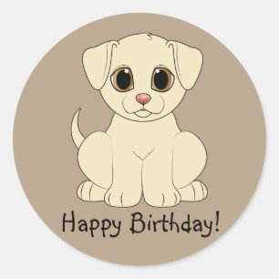 Happy Birthday Yellow Lab Puppy Classic Round Sticker