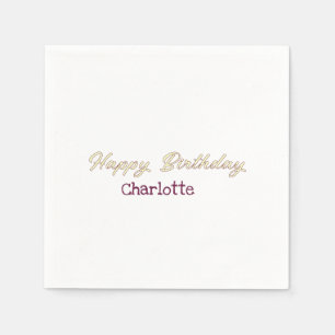 happy birthday yellow maron pastel modern trendy s napkin