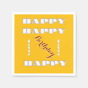HAPPY Birthday Yellow Napkin