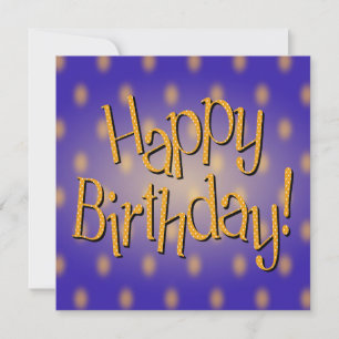 Happy Birthday Yellow Polka Dot Text Blue Bkgrd Invitation