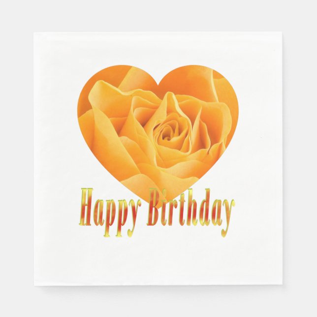 Happy birthday yellow rose heart1 napkin (Front)