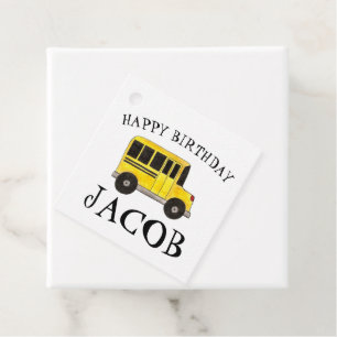Happy Birthday Yellow School Bus Classroom Treats Favour Tags
