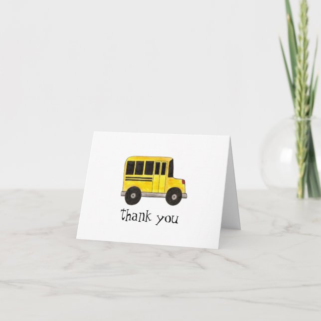 Happy Birthday Yellow School Bus Teacher Education Thank You Card (Front)