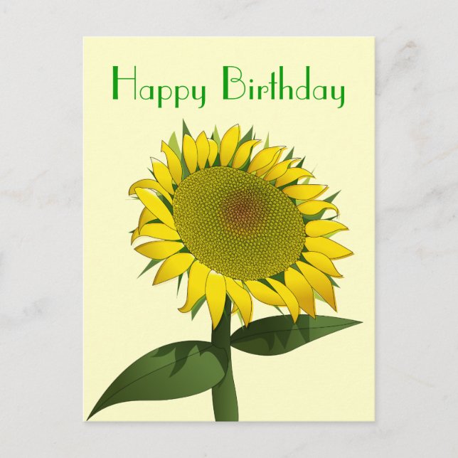 Happy Birthday Yellow Sunflower Floral Post Card (Front)