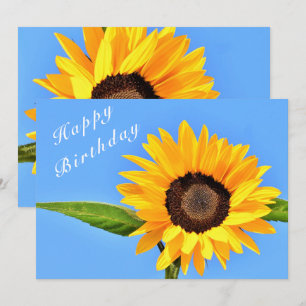 Happy Birthday - Yellow Sunflower on Blue Sky Card